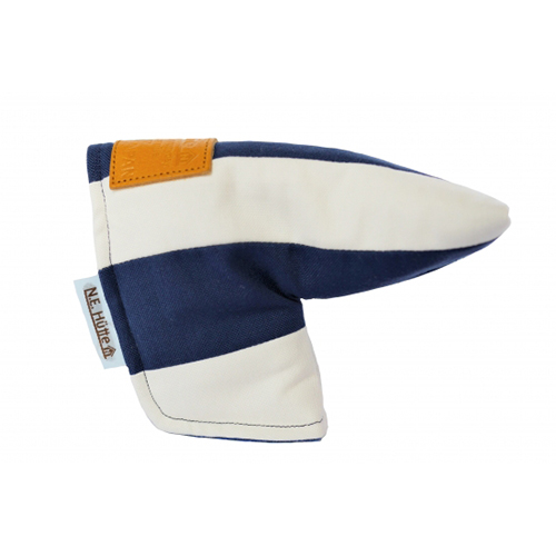 <N.E.Hutte> パター用 ヘッドカバー 帆布 ボーダー (Blue/White)