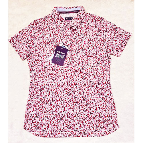 【OUTLET】 <Admiral> 鹿の子 小花柄プリント半袖ポロシャツ ADLA528 (ピンク) <Mサイズ>