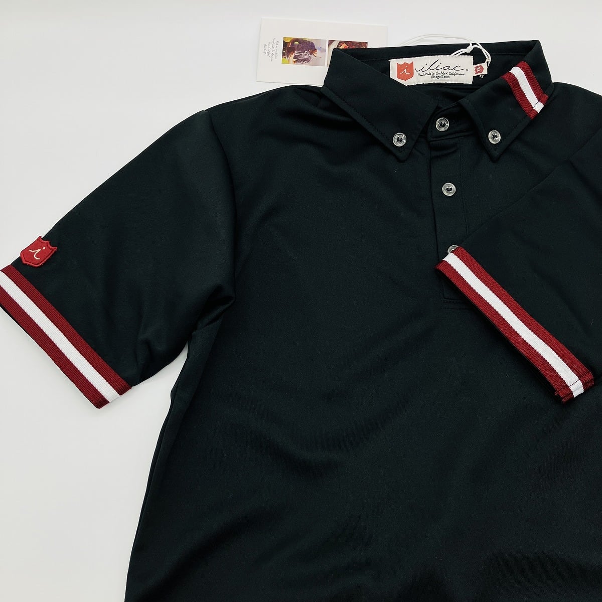 <iliac Golf> Shirts:Antique Braid（PITBLACK/CRIMSON）