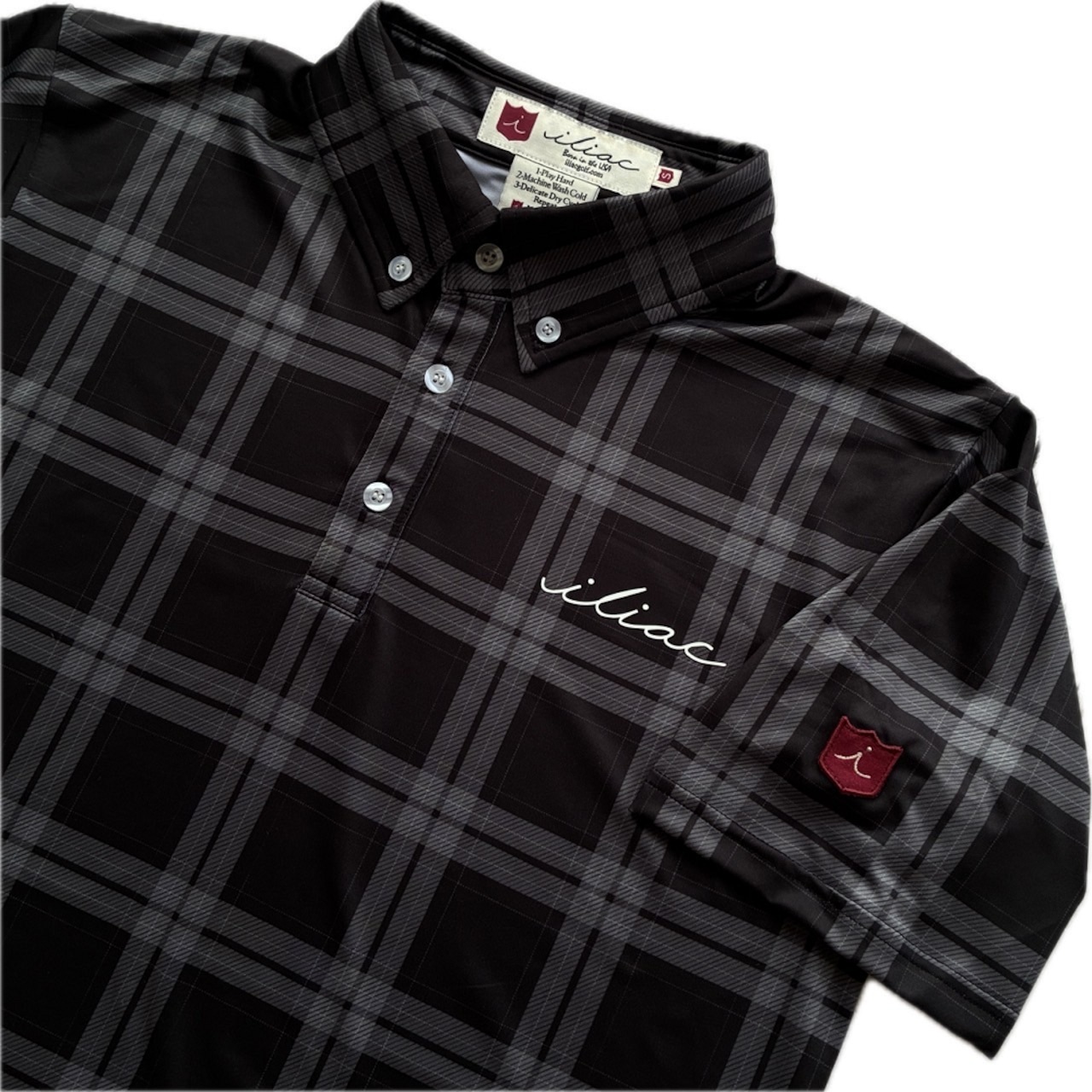 <iliac Golf> Polo Shirts Check Black